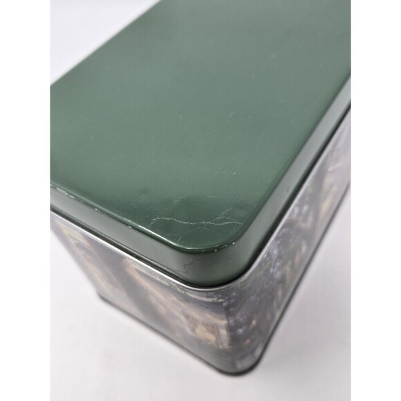 THOMAS KINKADE GREEN METAL FARMHOUSE GRAPHIC RECIPE BOX UNUSED COTTAGECORE DECOR - Picture 7 of 14